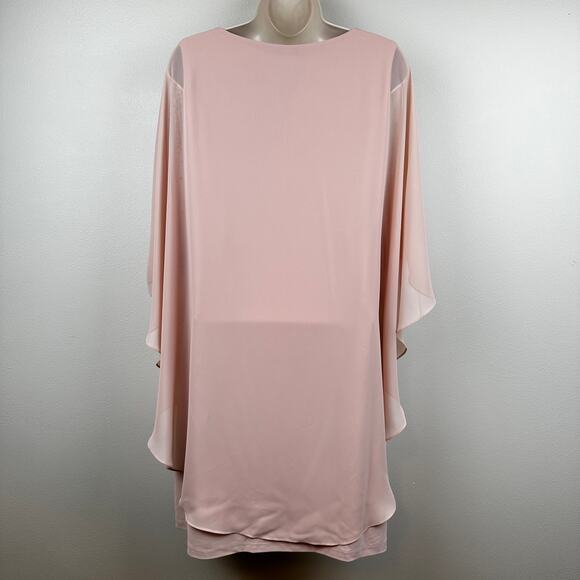 NEW Xscape Dress Beaded Chiffon Capelet Cape Overlay Embellished Blush 8 Event - Picture 7 of 15